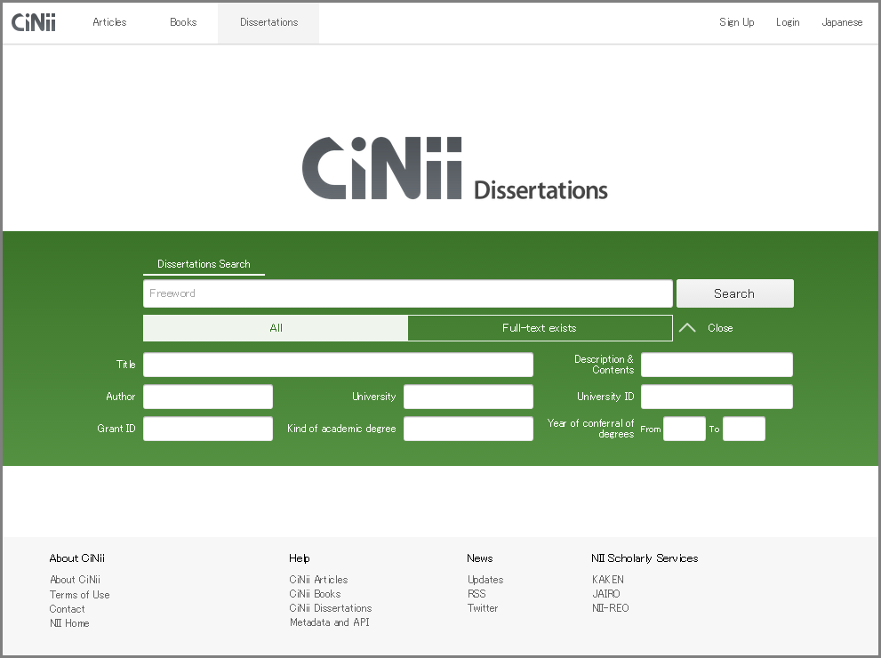 Cinii Dissertations User Guide Searching For Dissertations By Keywords Support Academic Information Services National Institute Of Informatics