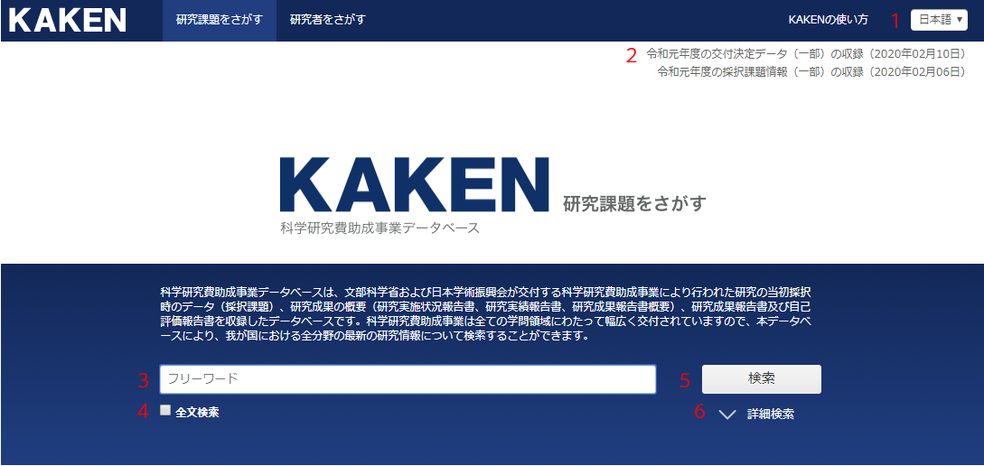 KAKEN－研究課題をさがす－簡易検索 | 学術コンテンツサービス サポート